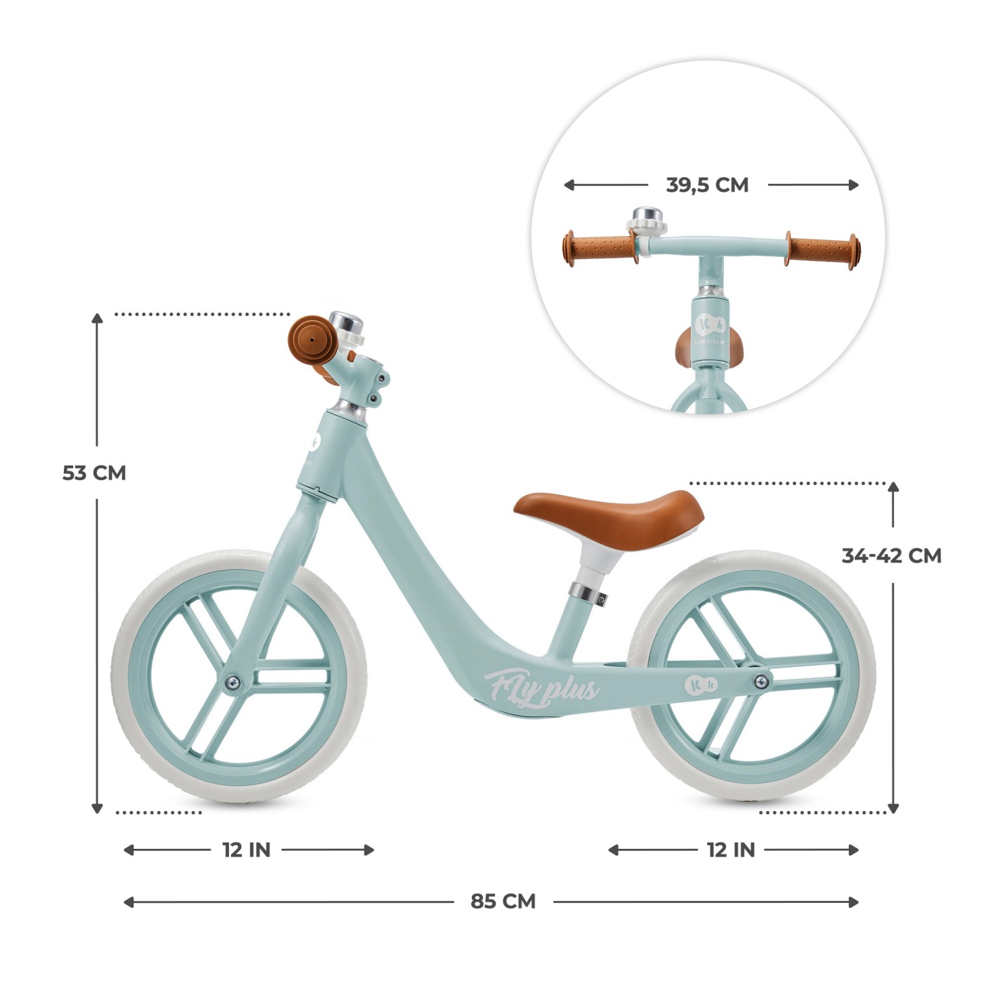 BICICLETA DE ECHILIBRU KINDERKRAFT FLY PLUS, BABY BLUE SuperHeroes ToysZone