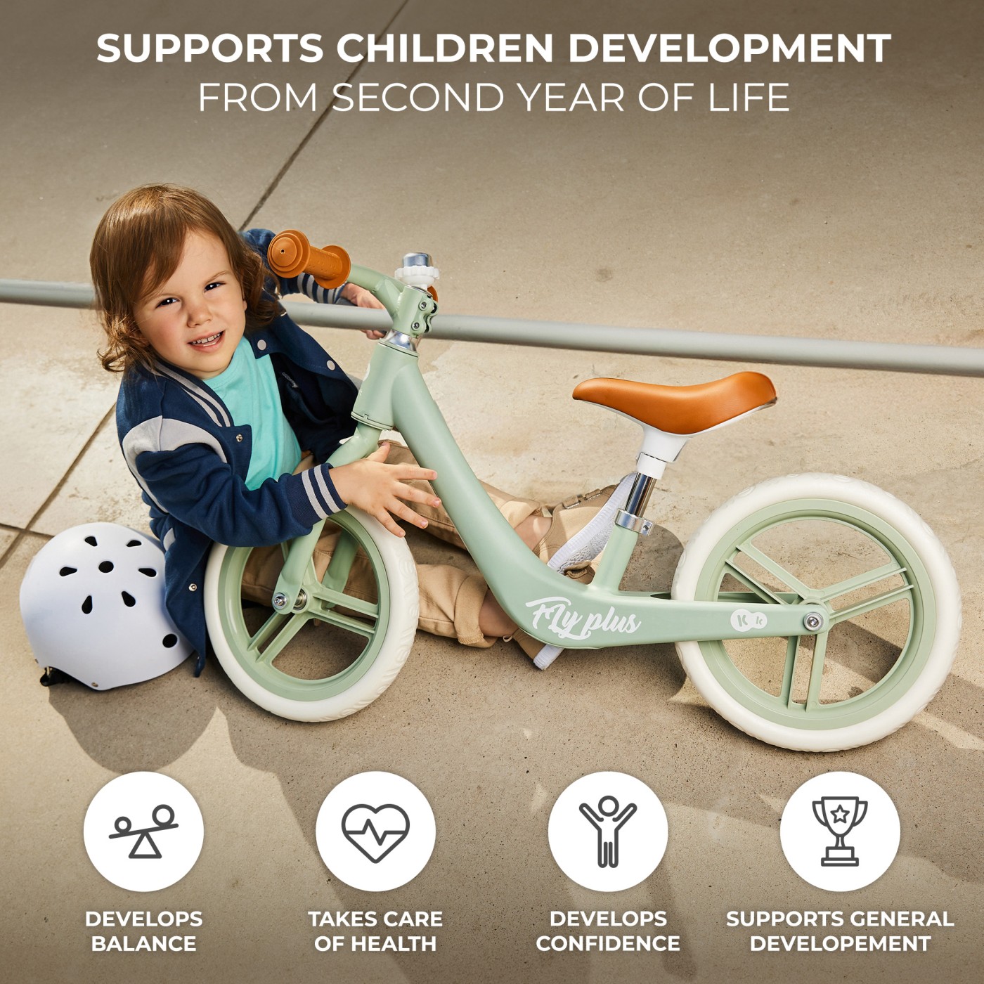 BICICLETA DE ECHILIBRU KINDERKRAFT FLY PLUS, BABY BLUE SuperHeroes ToysZone