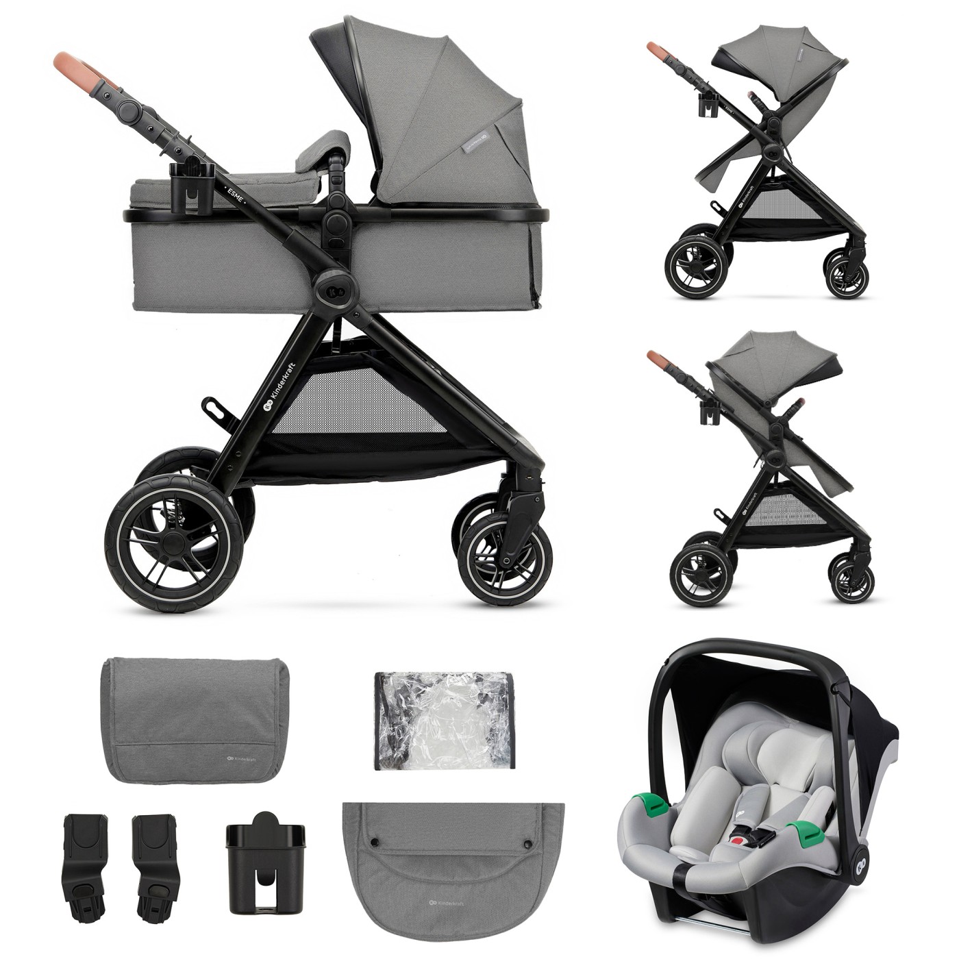 CARUCIOR KINDERKRAFT ESME, 3 IN 1, MOONLIGHT GREY SuperHeroes ToysZone