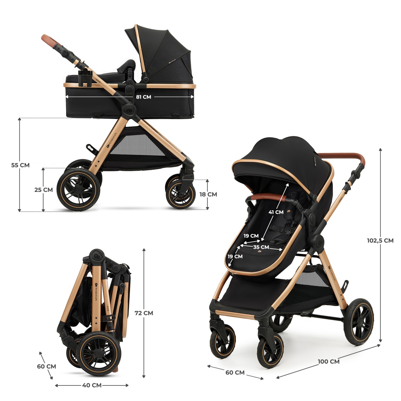 CARUCIOR KINDERKRAFT ESME, 3 IN 1, PURE BLACK SuperHeroes ToysZone