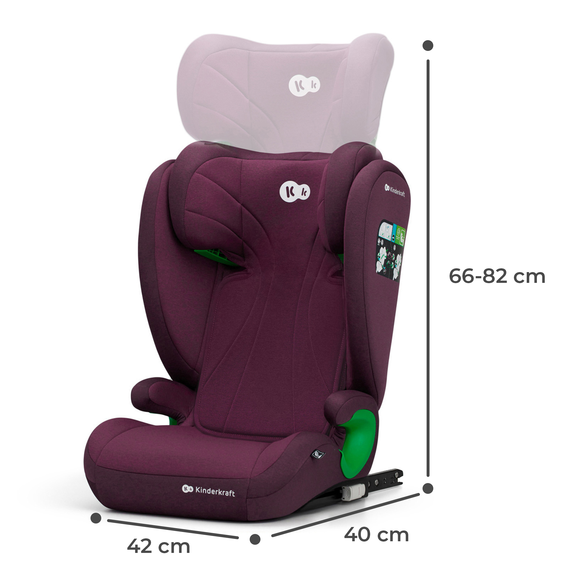 SCAUN AUTO KINDERKRAFT JUNIOR FIX2, I-SIZE 100-150 CM, CHERRY RED SuperHeroes ToysZone