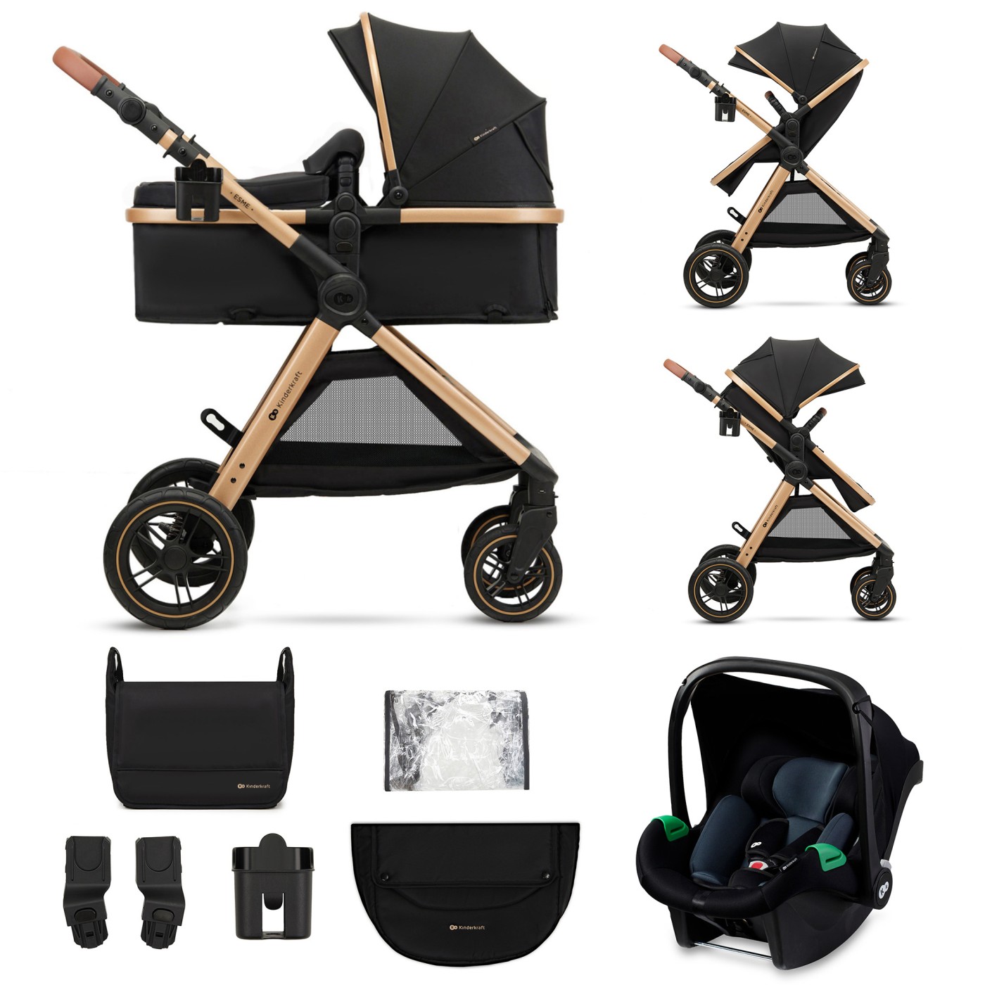 CARUCIOR KINDERKRAFT ESME, 3 IN 1, PURE BLACK SuperHeroes ToysZone