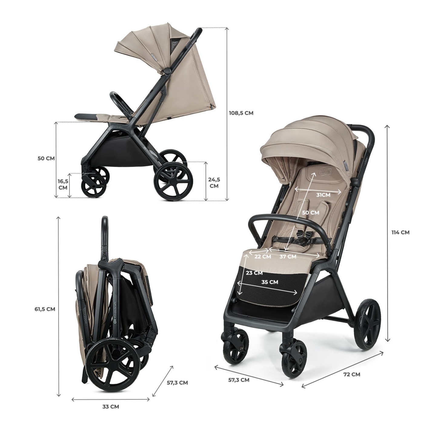 CARUCIOR SPORT KINDERKRAFT LOOM, 0-22 KG, LINEN BEIGE SuperHeroes ToysZone