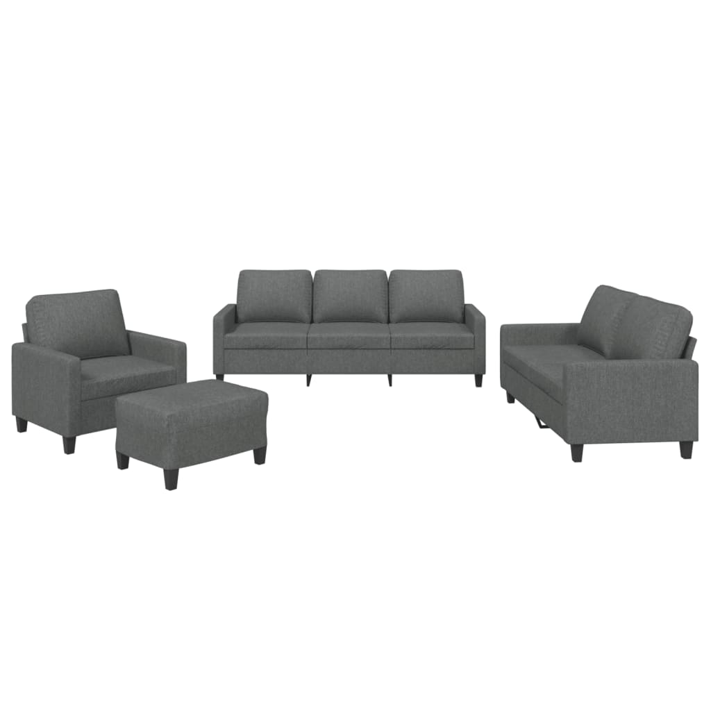 Set de canapele cu perne, 4 piese, gri închis, textil GartenMobel Dekor