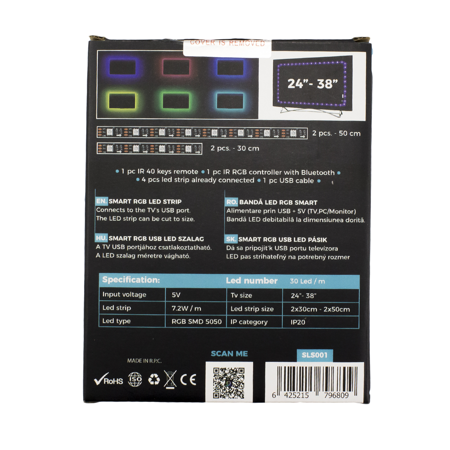 Bandă LED SMART - pentru iluminare ambientală TV, 24”-38” - SunShine Best CarHome