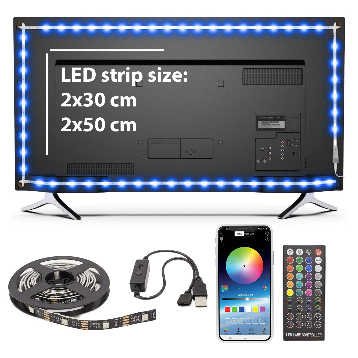 Bandă LED SMART - pentru iluminare ambientală TV, 24”-38” - SunShine Best CarHome