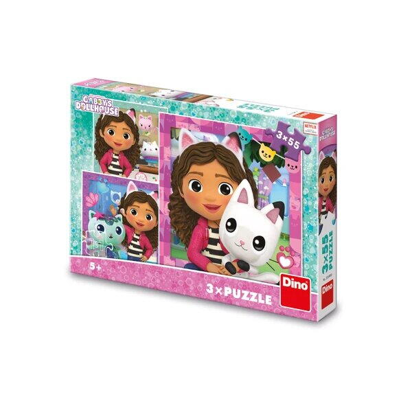 Puzzle 3 in 1 - Gabby si prietenii ( 3 x 55 piese) PlayLearn Toys