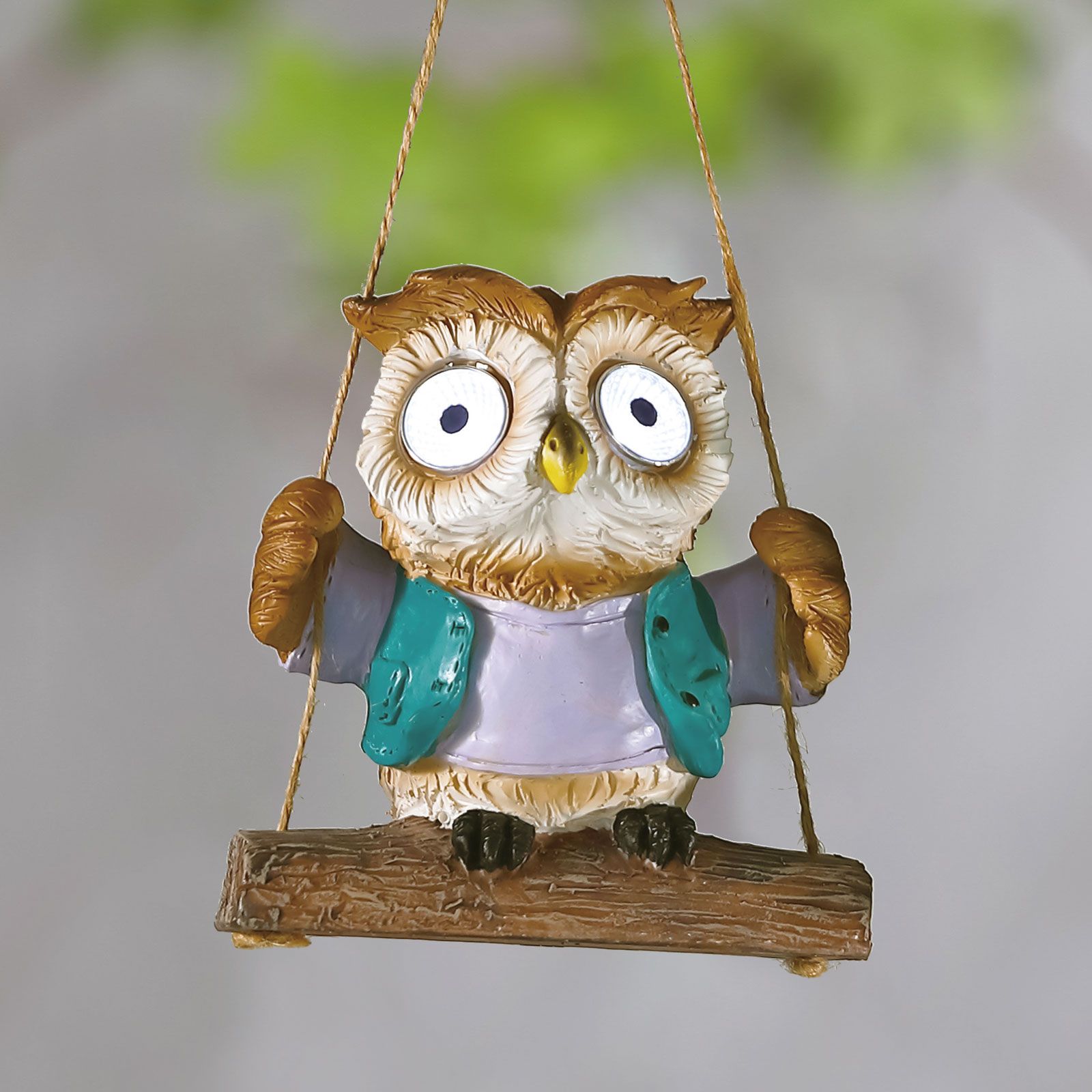 Decor solar suspendat - bufniță - 2 LED albe - 10 x 6 x 28 cm Best CarHome