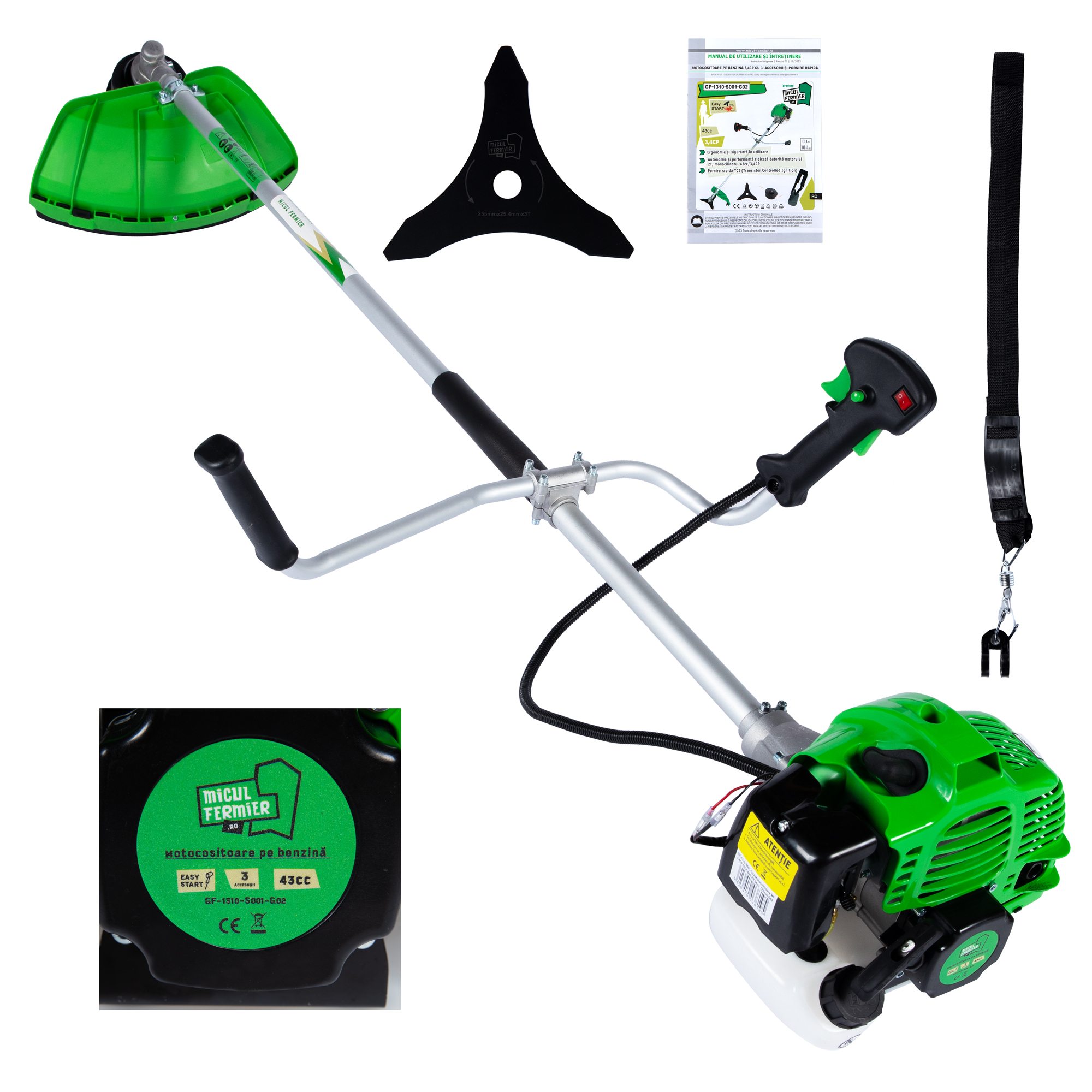 Motocositoare pe benzina 3.4 CP cu 3 accesorii si pornire rapida FarmGarden AgroTrade