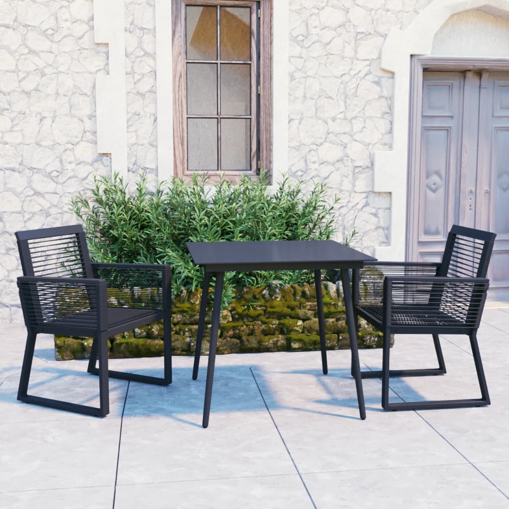 Set mobilier de exterior, 3 piese, negru, ratan PVC GartenMobel Dekor