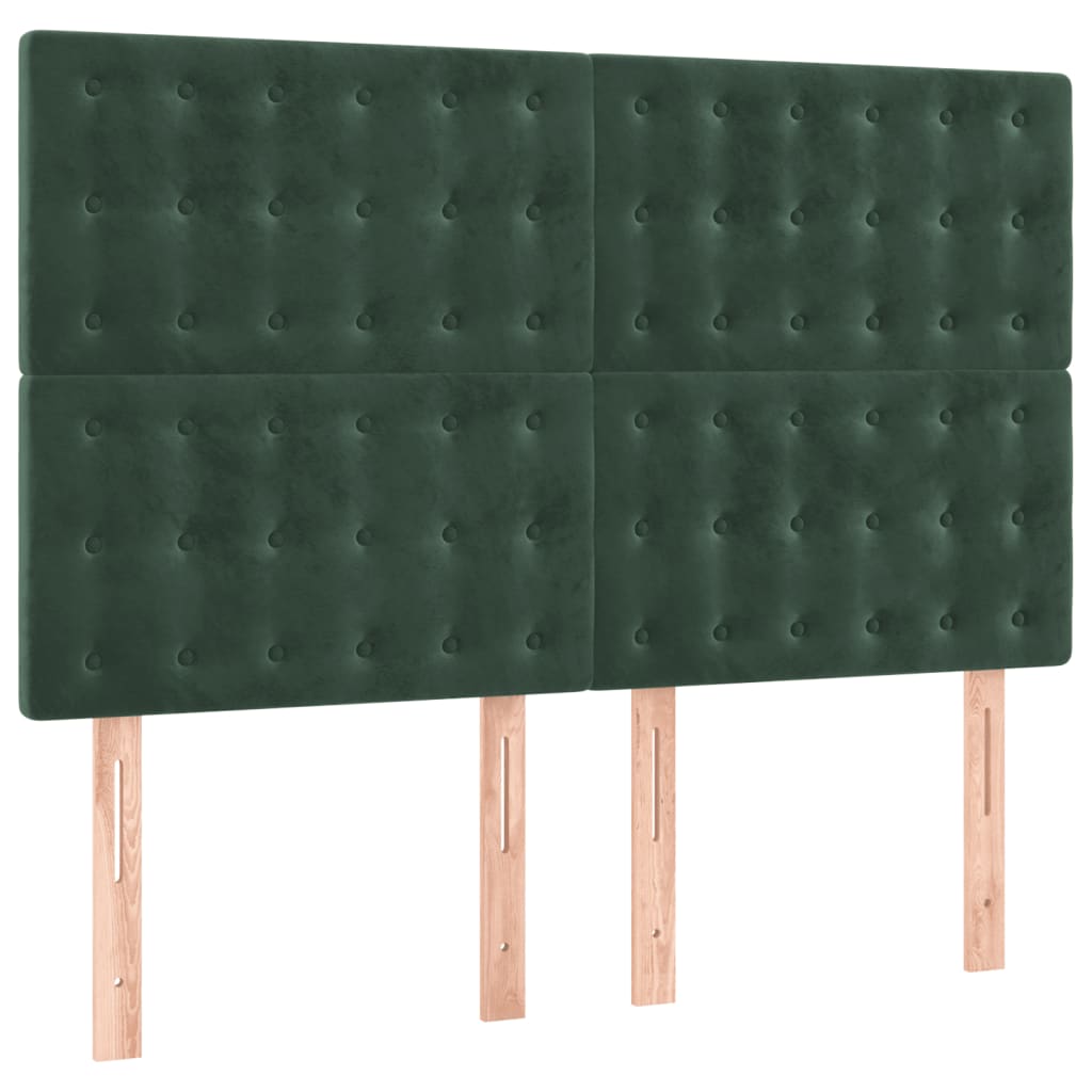 Pat box spring cu saltea, verde închis, 140x200 cm, catifea GartenMobel Dekor