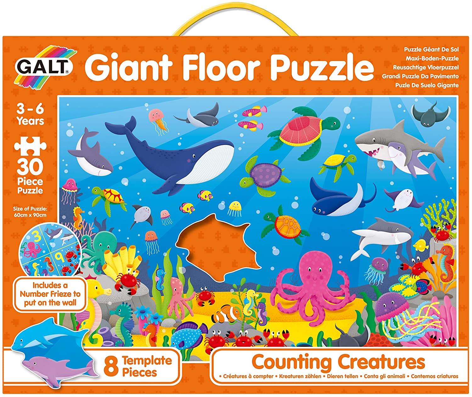 Puzzle Podea: Numaram animalute marine (30 piese) PlayLearn Toys