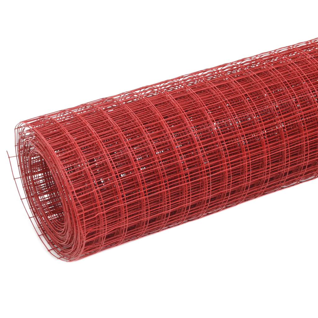 Plasă de sârmă găini, roșu, 25 x 1,5 m, oțel cu înveliș PVC GartenMobel Dekor
