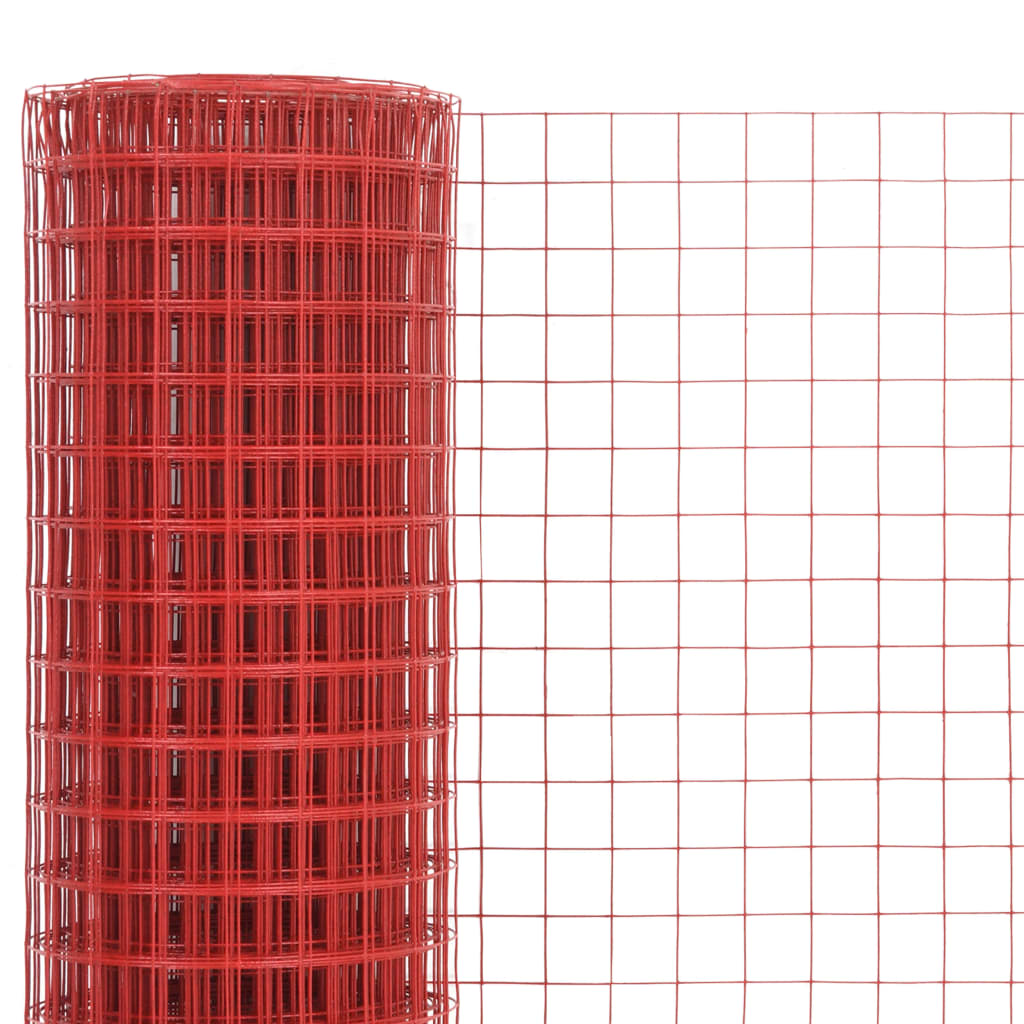 Plasă de sârmă găini, roșu, 25 x 1,5 m, oțel cu înveliș PVC GartenMobel Dekor