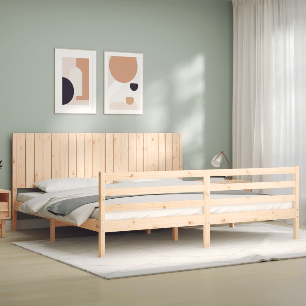 Cadru pat cu tăblie 200x200 cm, lemn masiv de pin GartenMobel Dekor
