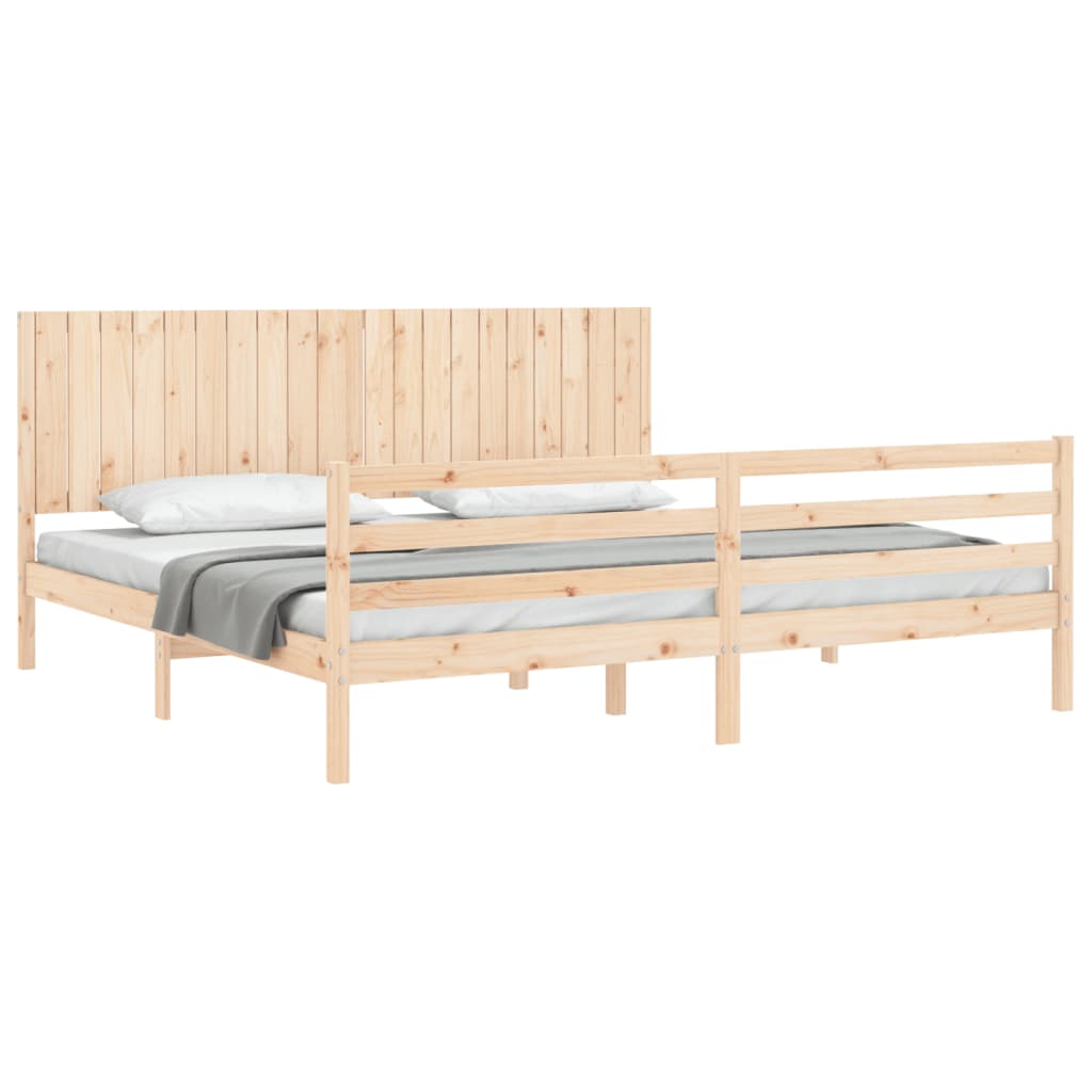 Cadru pat cu tăblie 200x200 cm, lemn masiv de pin GartenMobel Dekor
