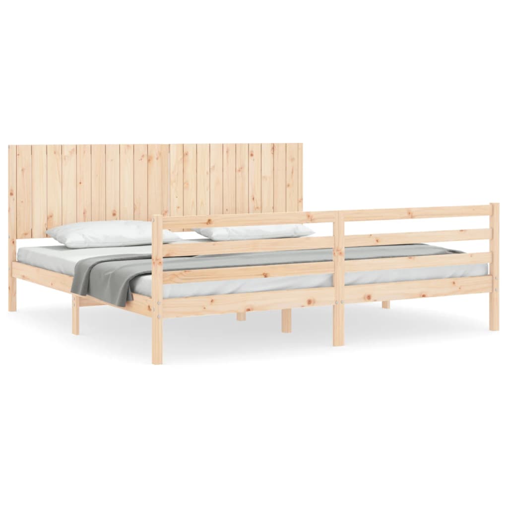 Cadru pat cu tăblie 200x200 cm, lemn masiv de pin GartenMobel Dekor