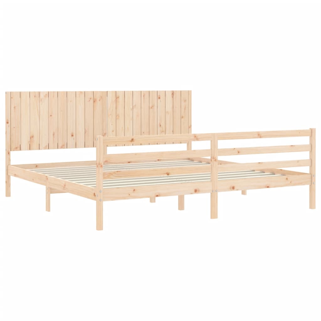 Cadru pat cu tăblie 200x200 cm, lemn masiv de pin GartenMobel Dekor