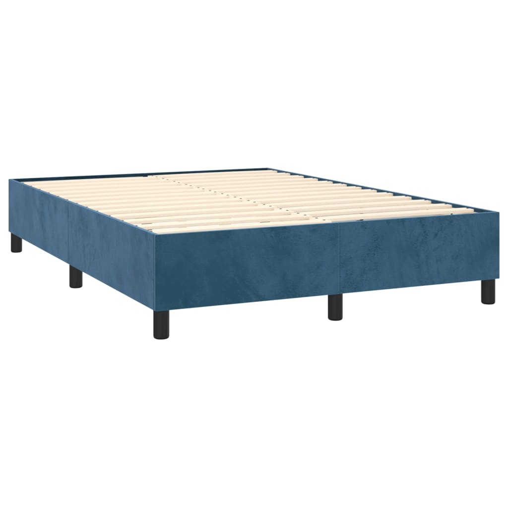 Pat box spring cu saltea, albastru închis, 140x200 cm, catifea GartenMobel Dekor