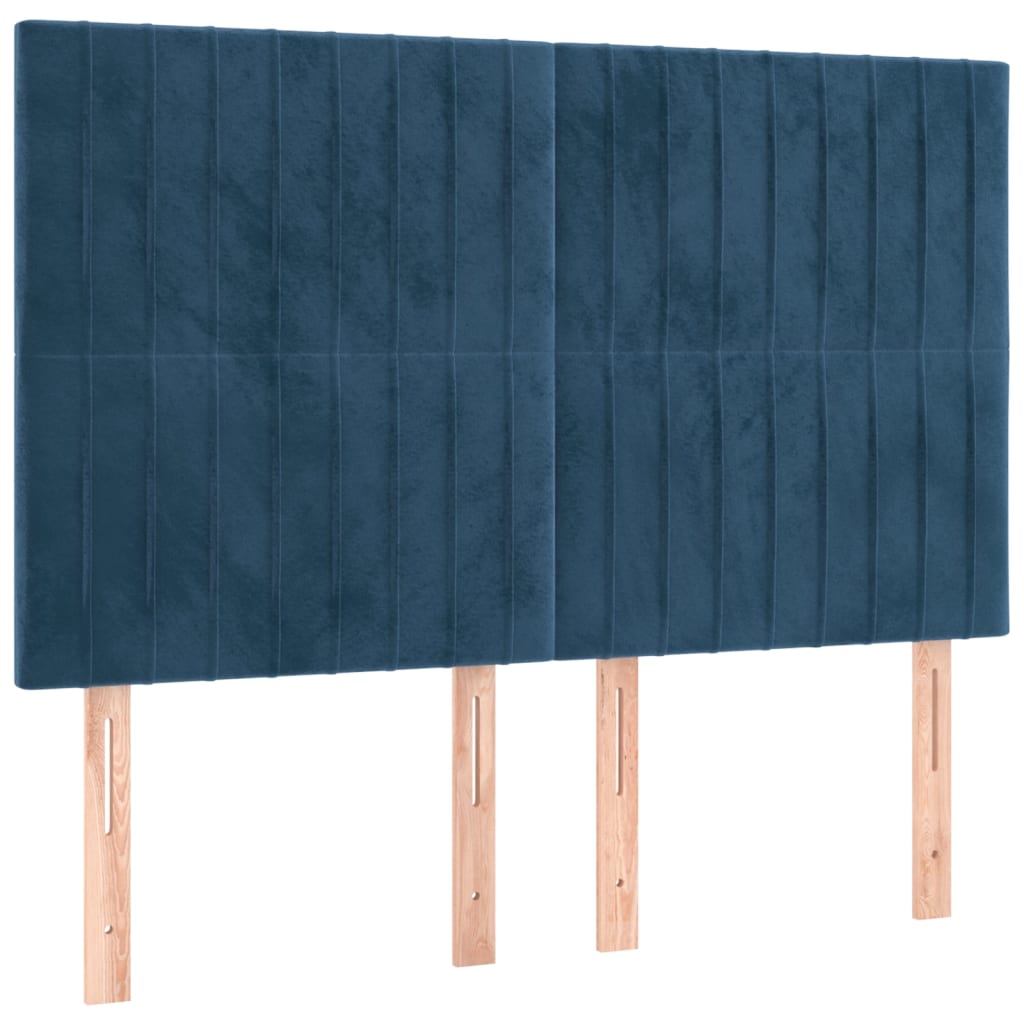 Pat box spring cu saltea, albastru închis, 140x200 cm, catifea GartenMobel Dekor