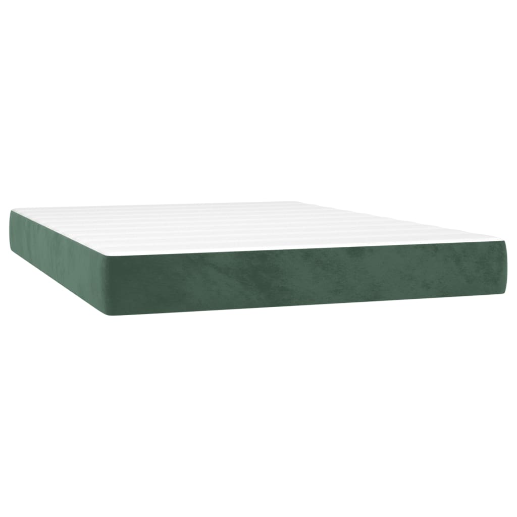 Pat box spring cu saltea, verde închis, 140x190 cm, catifea GartenMobel Dekor