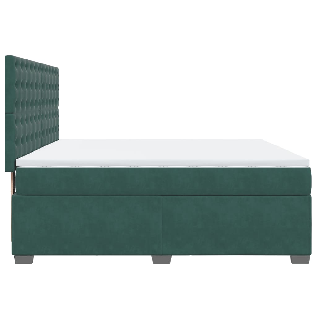 Pat box spring cu saltea, verde închis, 180x200 cm, catifea GartenMobel Dekor