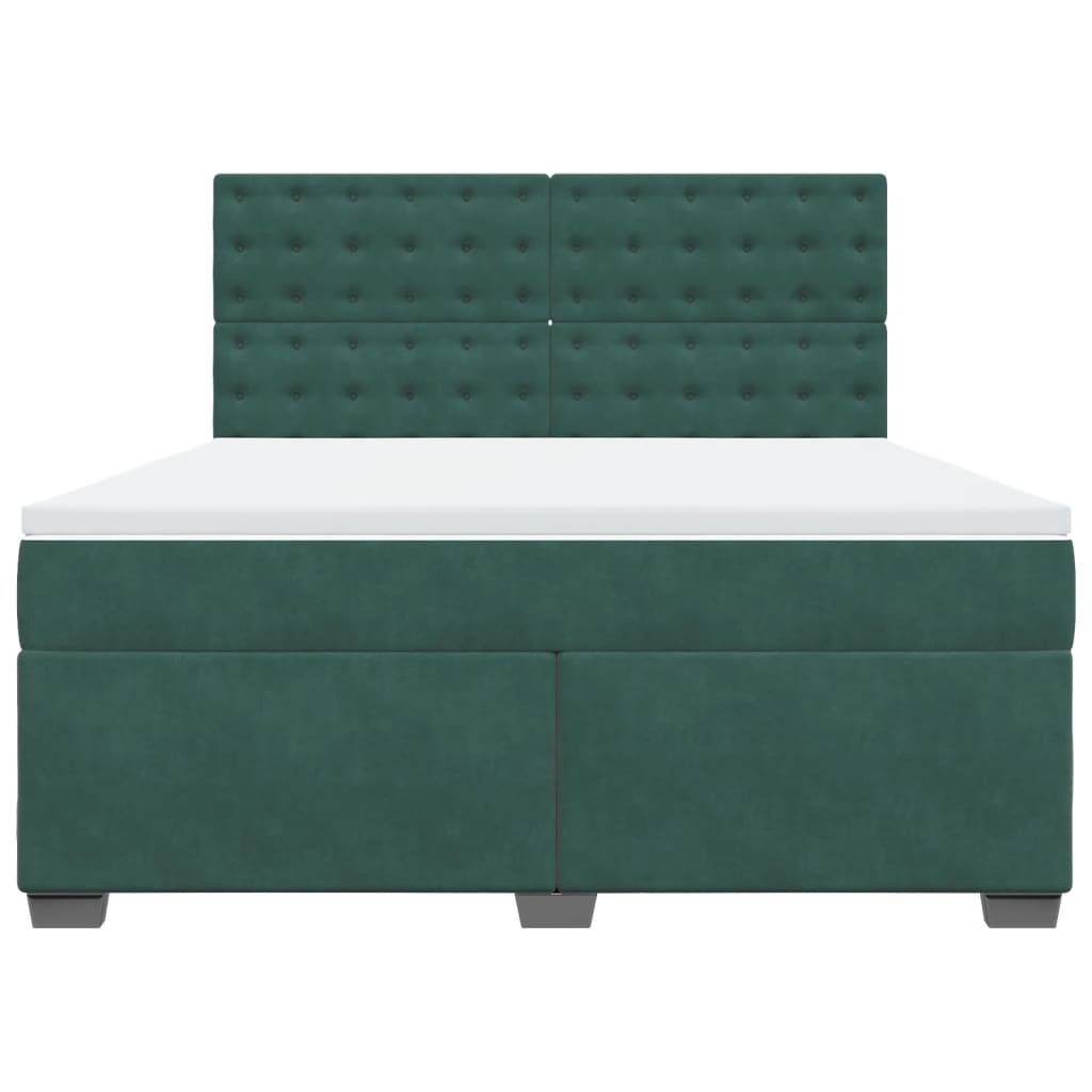 Pat box spring cu saltea, verde închis, 180x200 cm, catifea GartenMobel Dekor