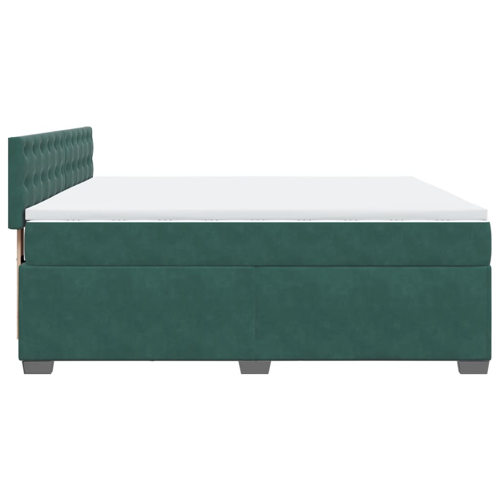 Pat box spring cu saltea, verde închis, 180x200 cm, catifea GartenMobel Dekor