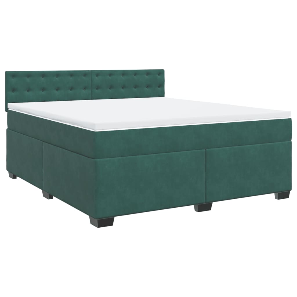 Pat box spring cu saltea, verde închis, 180x200 cm, catifea GartenMobel Dekor