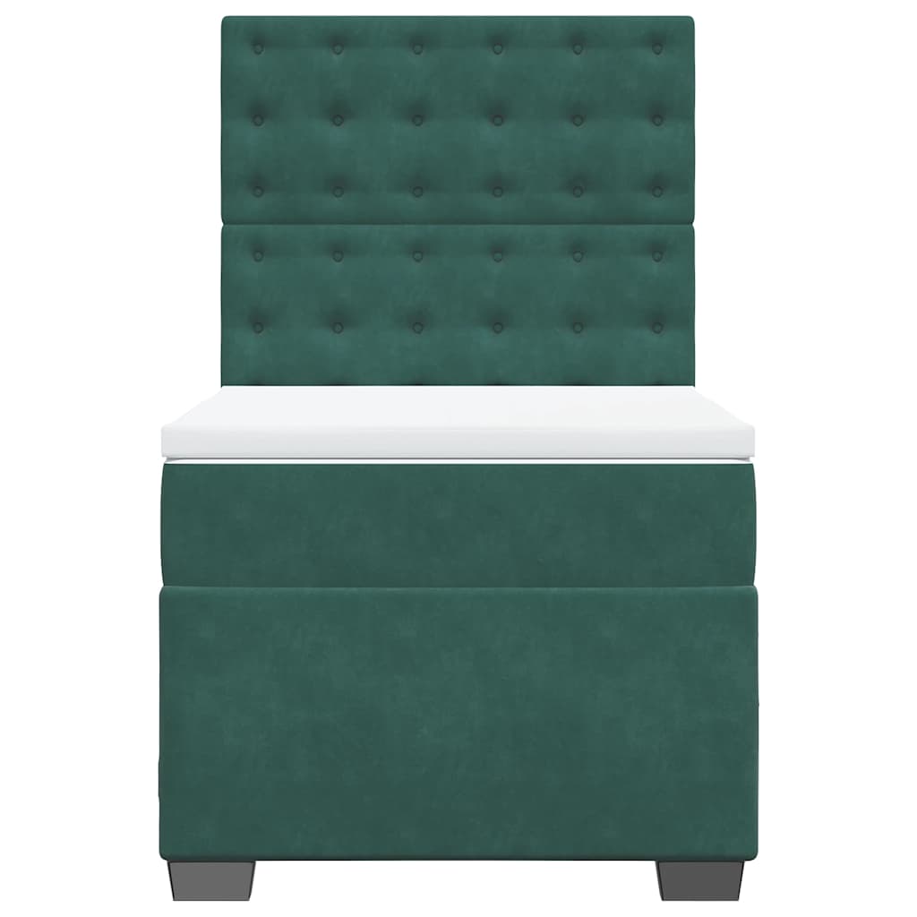 Pat box spring cu saltea, verde închis, 90x190 cm, catifea GartenMobel Dekor