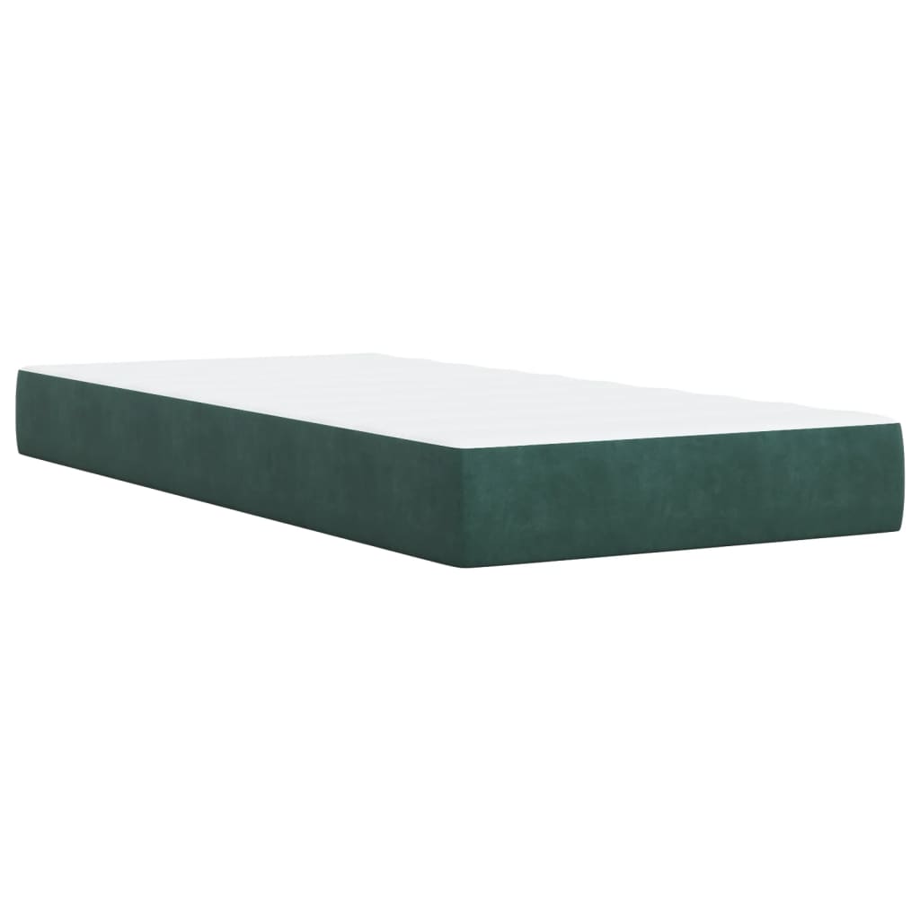 Pat box spring cu saltea, verde închis, 90x200 cm, catifea GartenMobel Dekor