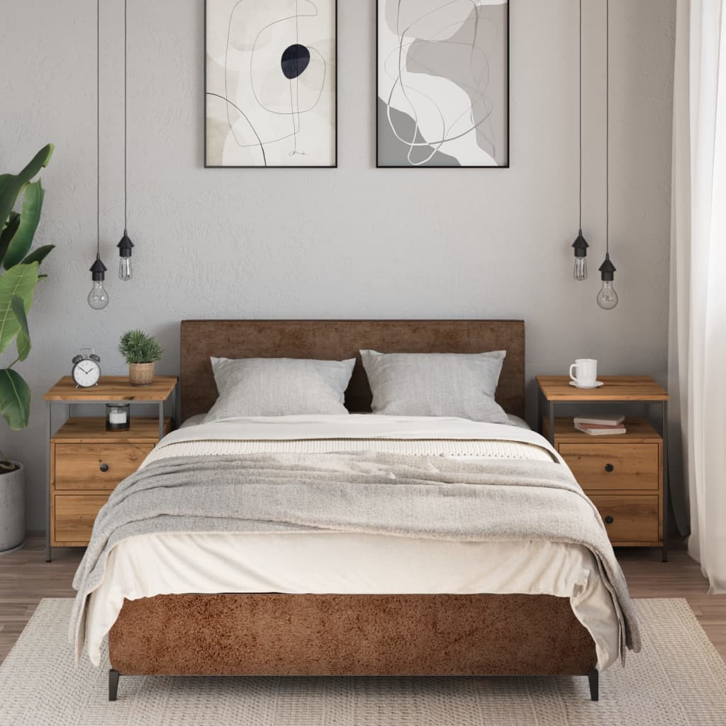 Noptiere, 2 buc., stejar artizanal, 44x45x60 cm, lemn prelucrat GartenMobel Dekor