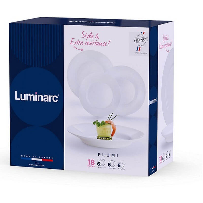 Serviciu de masa Luminarc Plumi 18 piese alb Handy KitchenServ