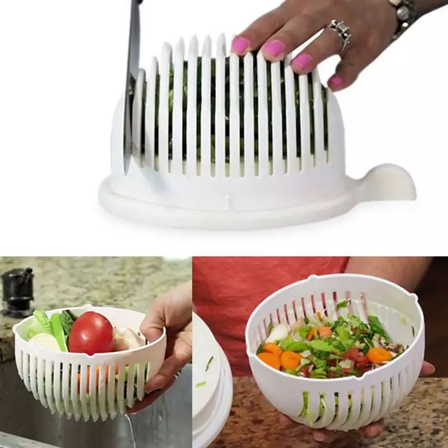 Tocător de salată multifuncțional cu sită și vas Handy KitchenServ
