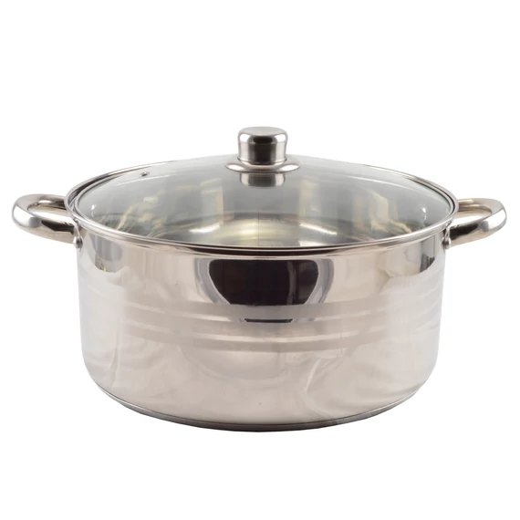 Oală din Oțel Inoxidabil cu Capac de Sticlă 9 Litri, 30 cm Handy KitchenServ
