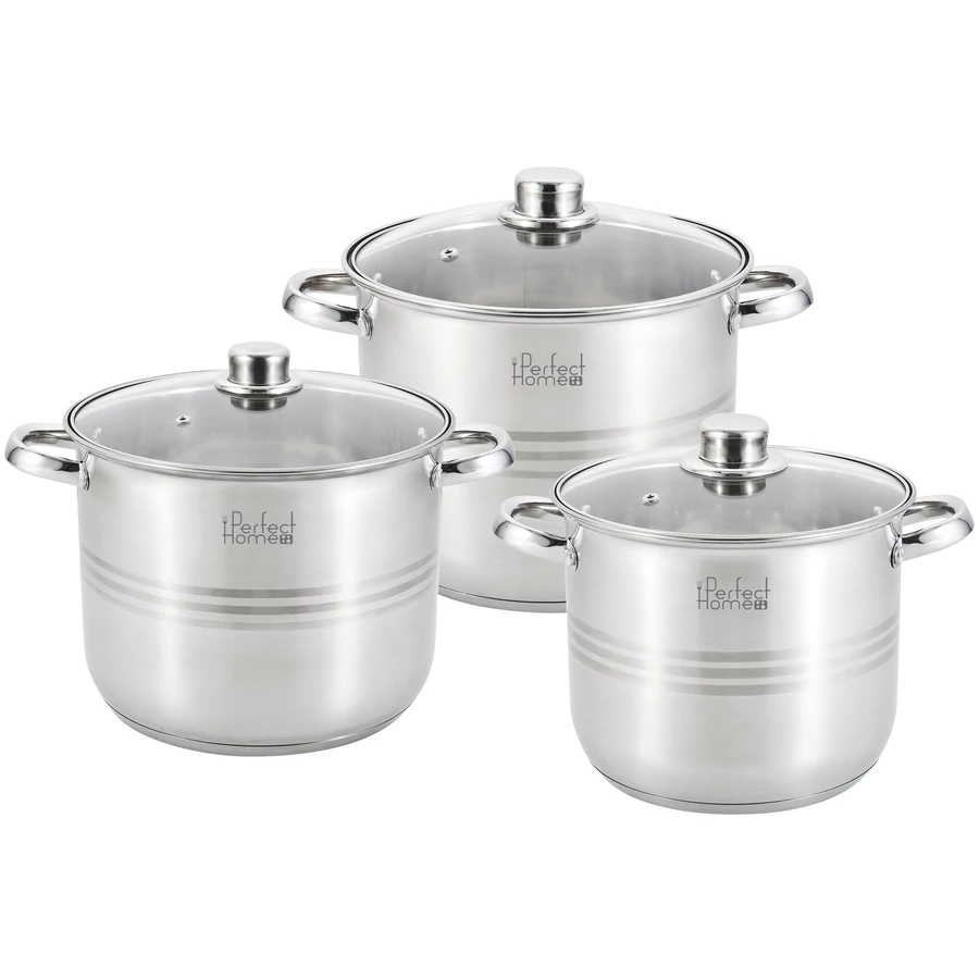 Set de oale din oțel inoxidabil cu capace din sticlă 5/7/9 Handy KitchenServ