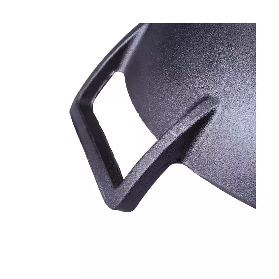 Wok Tradițional Chinezesc din Fontă cu Capac din Lemn Mare, 36,5 cm Handy KitchenServ