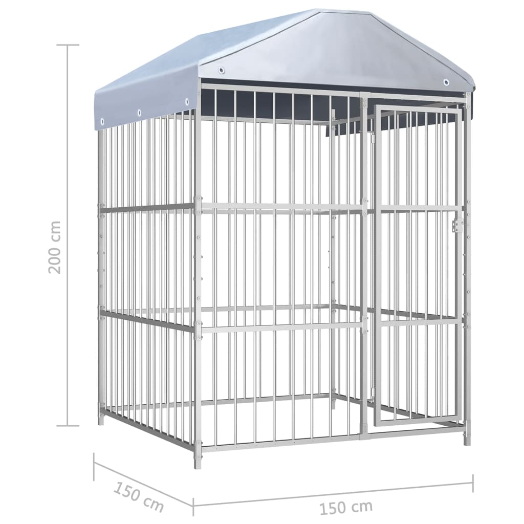 Padoc de exterior cu acoperiș pentru câini, 150x150x200 cm GartenMobel Dekor