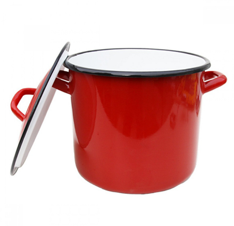 Oala emailata 10l rosie cu capac Resigilat Handy KitchenServ