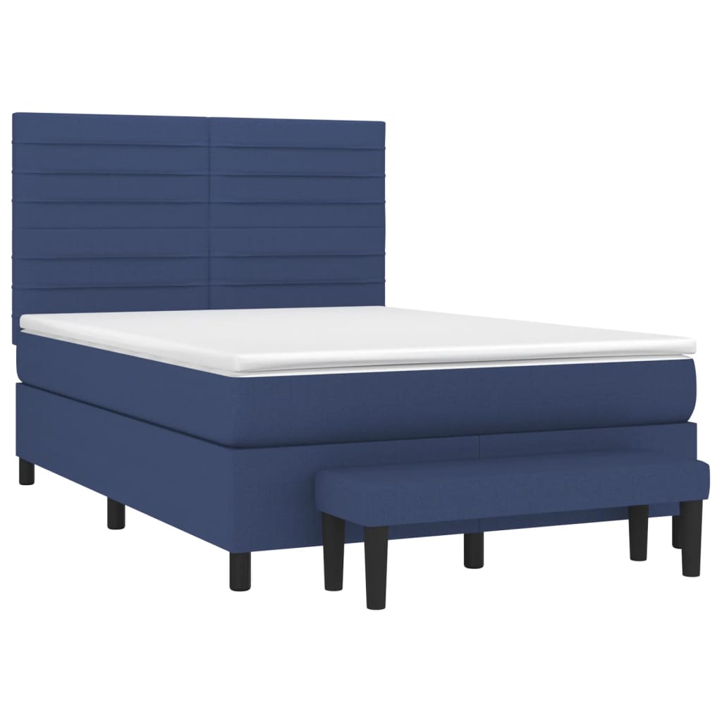 Pat box spring cu saltea, albastru, 140x200 cm, textil GartenMobel Dekor