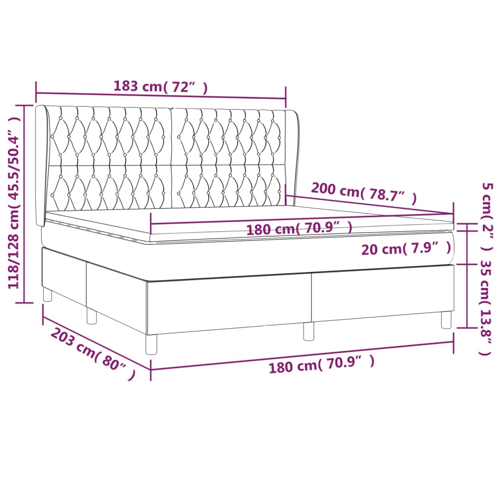 Pat box spring cu saltea, verde închis, 180x200 cm, catifea GartenMobel Dekor