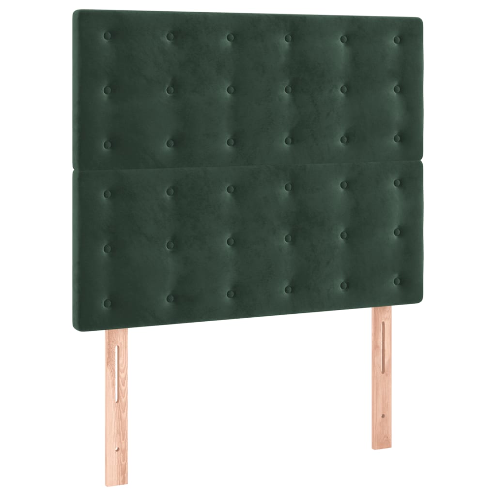 Pat box spring cu saltea, verde închis, 90x200 cm, catifea GartenMobel Dekor