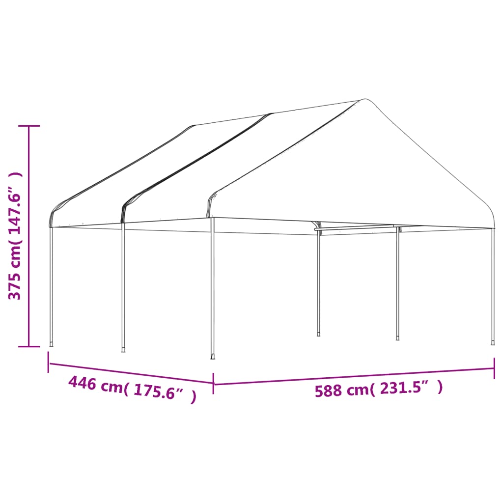 Foișor cu acoperiș, alb, 4,46x5,88x3,75 m, polietilenă GartenMobel Dekor
