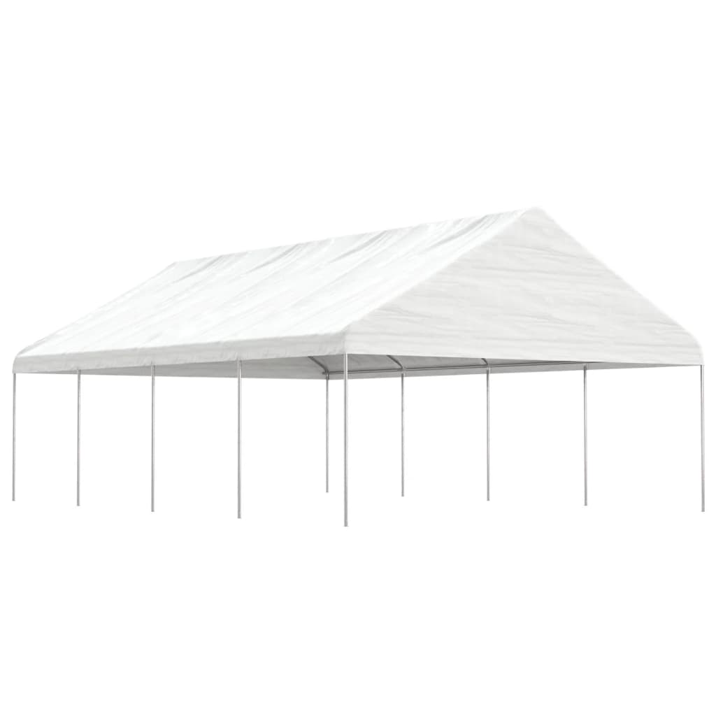 Foișor cu acoperiș, alb, 8,92x5,88x3,75 m, polietilenă GartenMobel Dekor