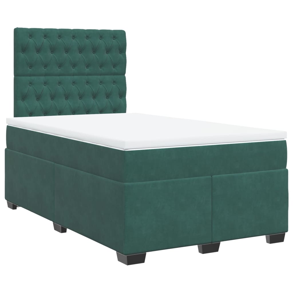 Pat box spring cu saltea, verde închis, 120x190 cm, catifea GartenMobel Dekor