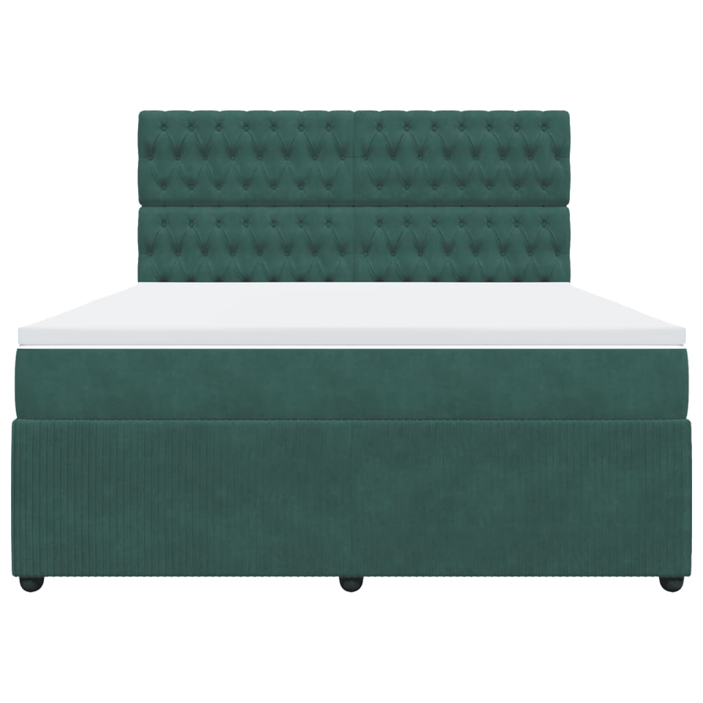 Pat box spring cu saltea, verde închis, 180x200 cm, catifea GartenMobel Dekor