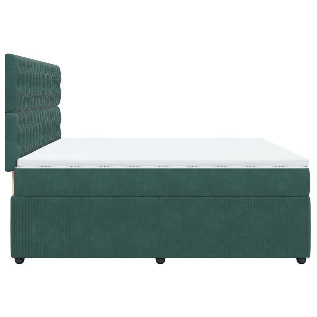 Pat box spring cu saltea, verde închis, 200x200 cm, catifea GartenMobel Dekor