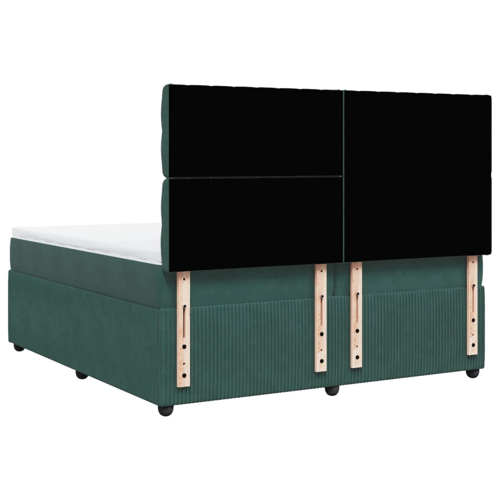 Pat box spring cu saltea, verde închis, 200x200 cm, catifea GartenMobel Dekor