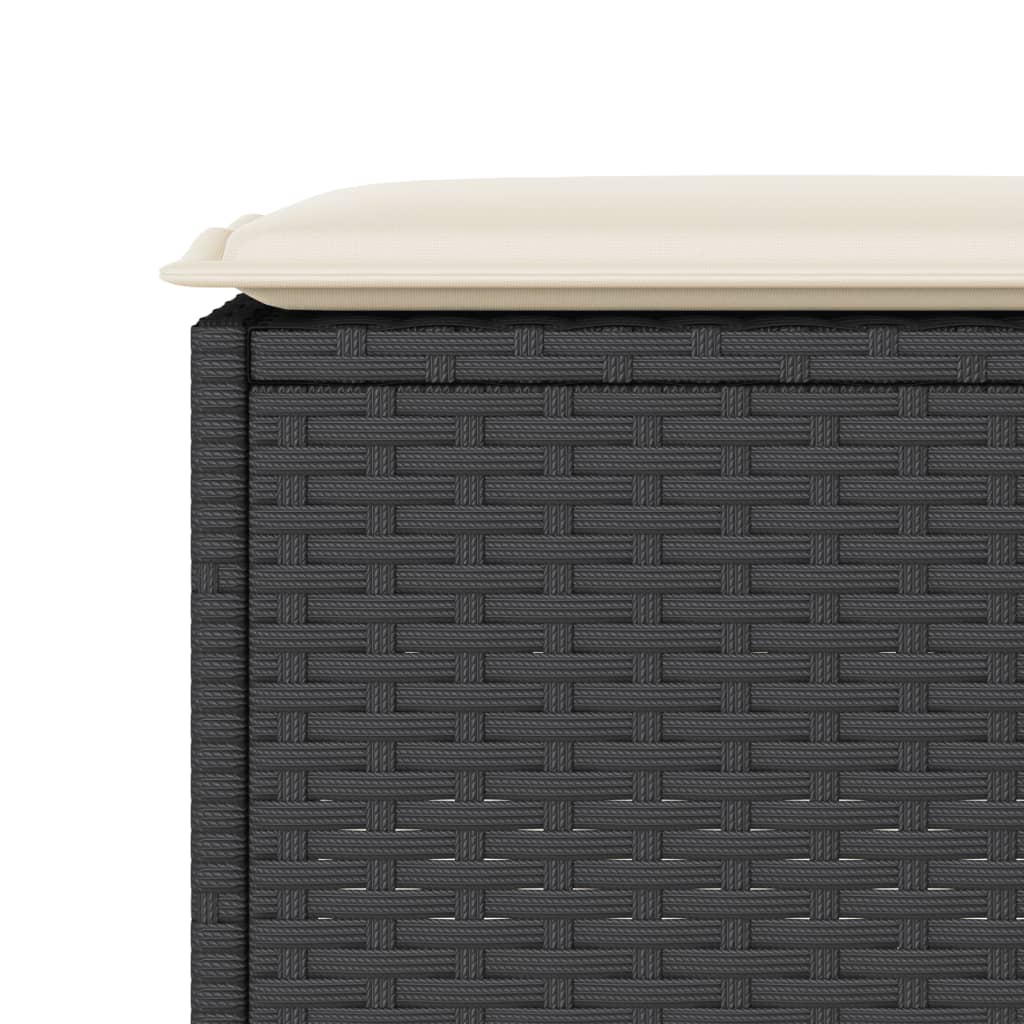 Set mobilier bar de grădină cu perne, 3 piese, negru, poliratan GartenMobel Dekor