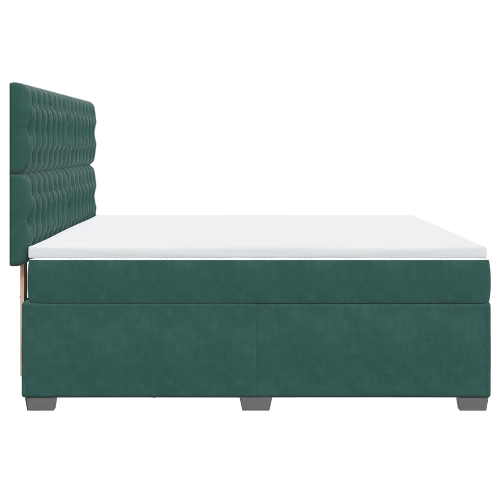 Pat box spring cu saltea, verde închis, 180x200 cm, catifea GartenMobel Dekor